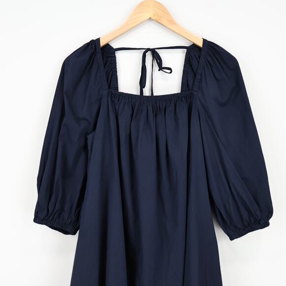 NWT Madewell Square-Neck Puff-Sleeve Babydoll Mini Dress In Navy Blue Size 6 - Picture 5 of 8